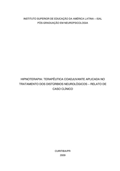 Capa da Monografia sobre Hipnoterapia, ISAL 2009