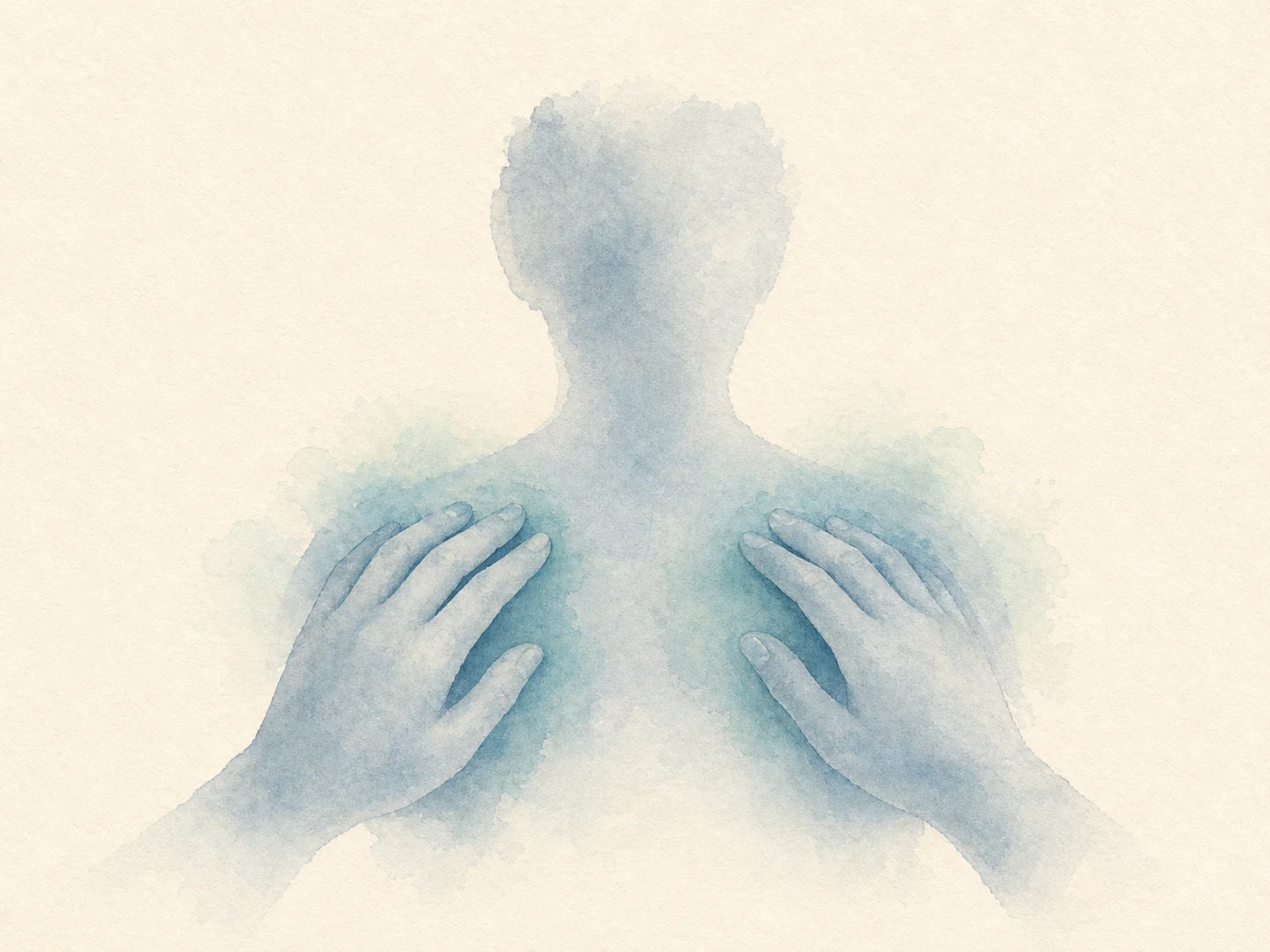 Ilustração aquarela representando dor crônica integrativa