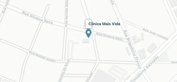 Mapa mostrando a localização da Clínica Mais Vida em Água Verde, Curitiba